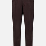 NN07 Robin Pinstripe Trouser pants in a relaxed fit, dark brown with a subtle vertical pinstripe pattern.
