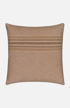 The Diana Throw Pillow by ALONPI is a rectangular beige luxury pillow made in Italy, featuring textured fabric and horizontal decorative stripes in a slightly darker shade across the upper middle section.