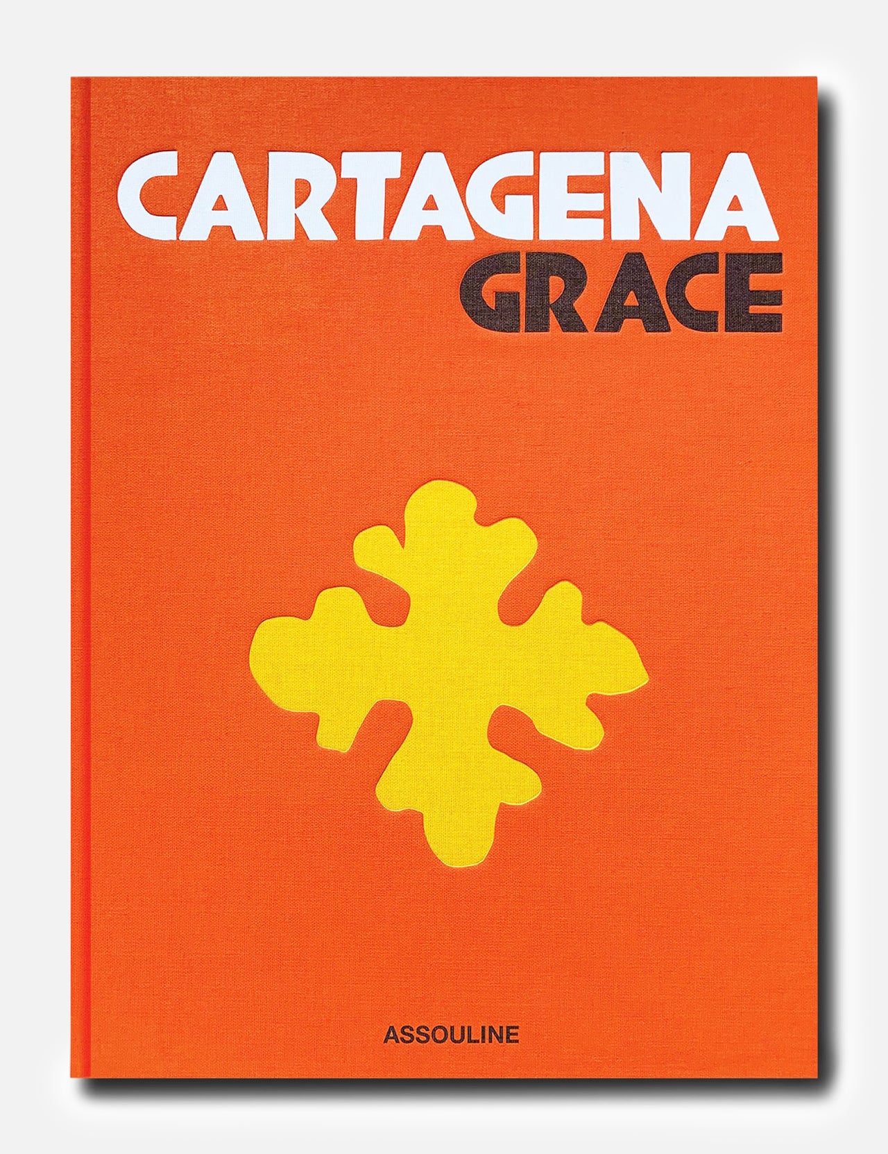 Featuring a vivid orange cover, Cartagena Grace showcases bold white lettering for the title and black text for the author’s name, all set above a prominent yellow abstract shape. Inspired by the vibrant energy of Cartagena’s Old Town—a recognized UNESCO World Heritage Site—the design is finished with ASSOULINE’s brand name at the bottom.