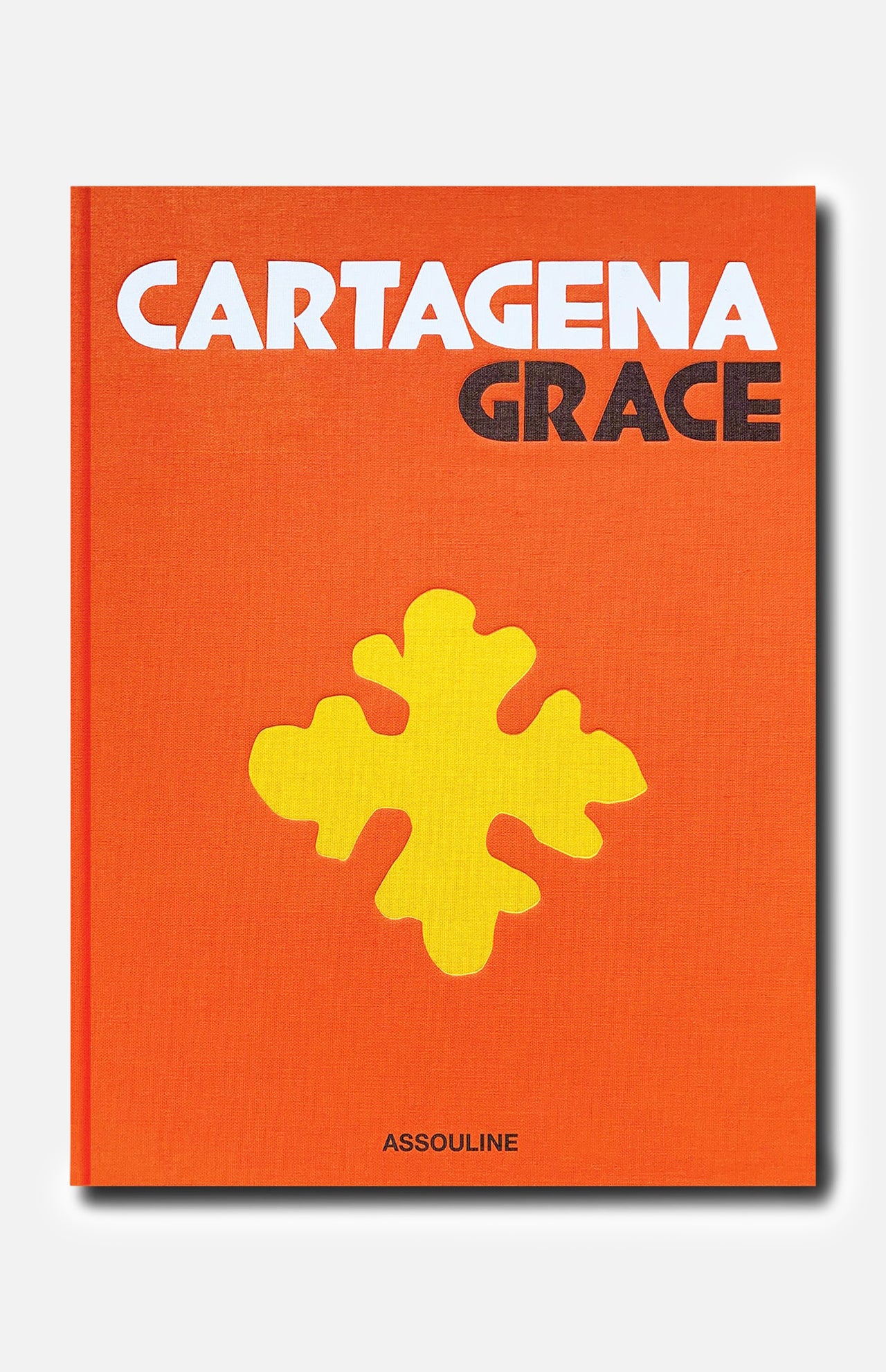 Featuring a vivid orange cover, Cartagena Grace showcases bold white lettering for the title and black text for the author’s name, all set above a prominent yellow abstract shape. Inspired by the vibrant energy of Cartagena’s Old Town—a recognized UNESCO World Heritage Site—the design is finished with ASSOULINE’s brand name at the bottom.