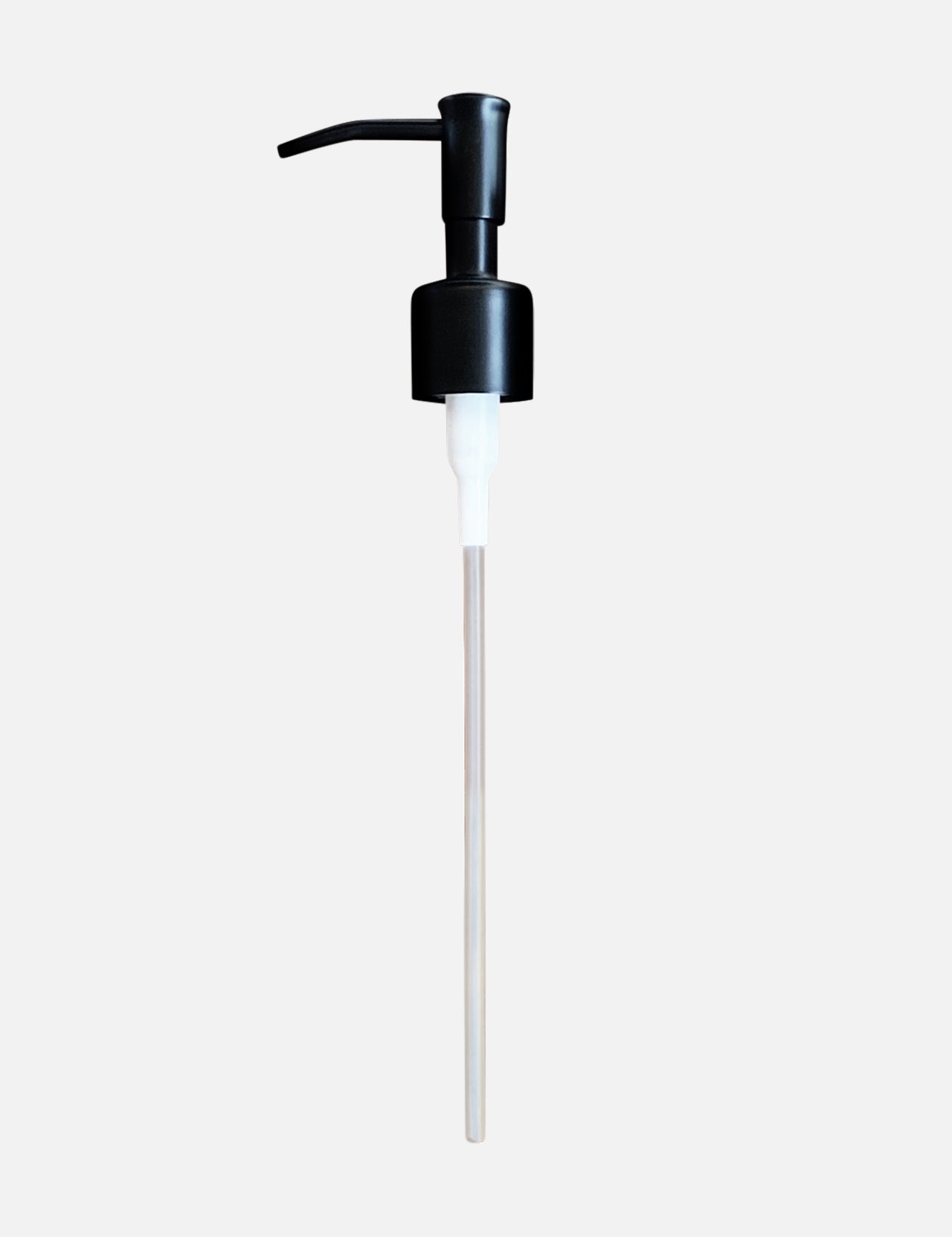 The SÁNDOR Reusable Pump is a black plastic dispenser with a long clear straw, shown on a plain light background—ideal for plant-based hair care products.
