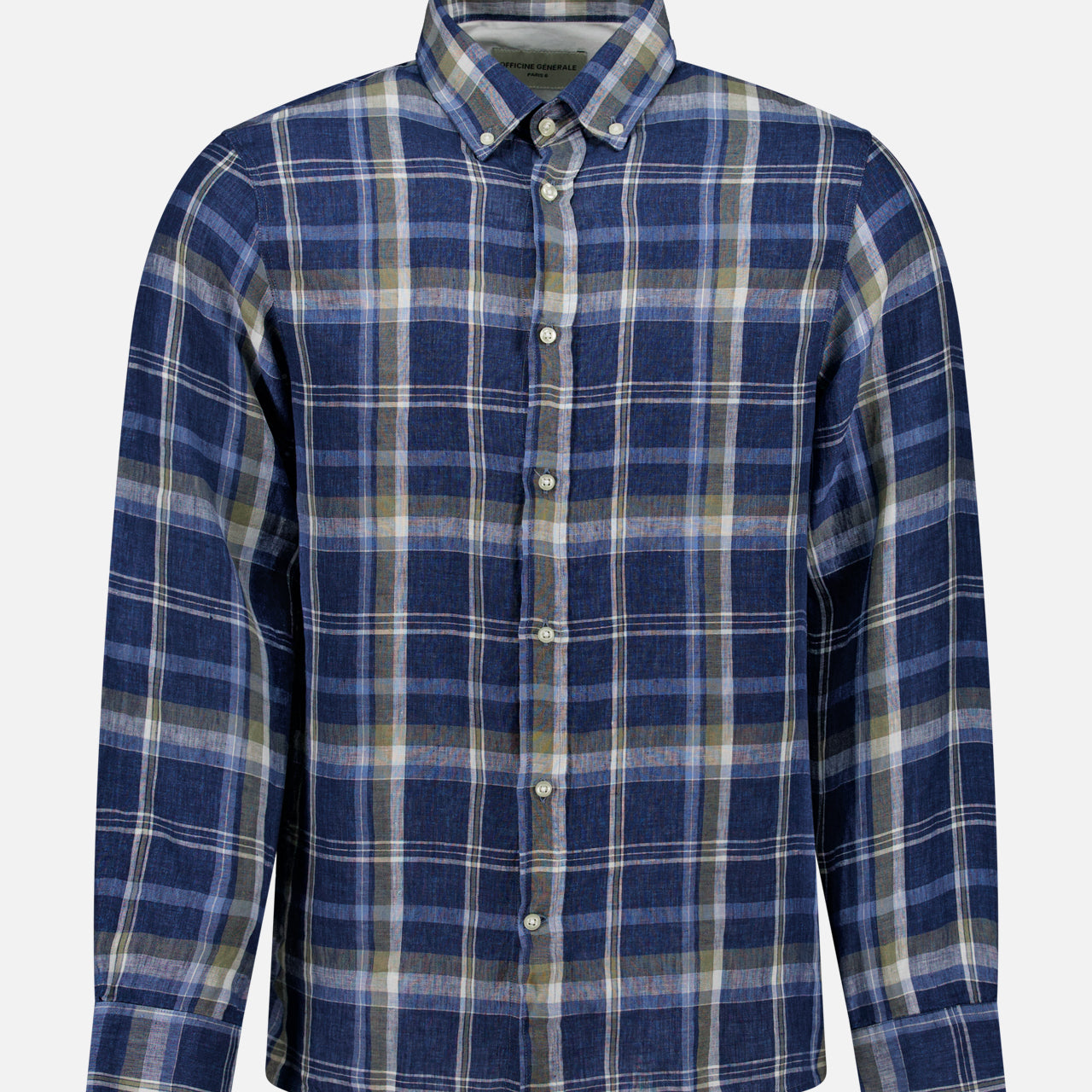 Arsene Light Linen Big Check Shirt (14644968456555)