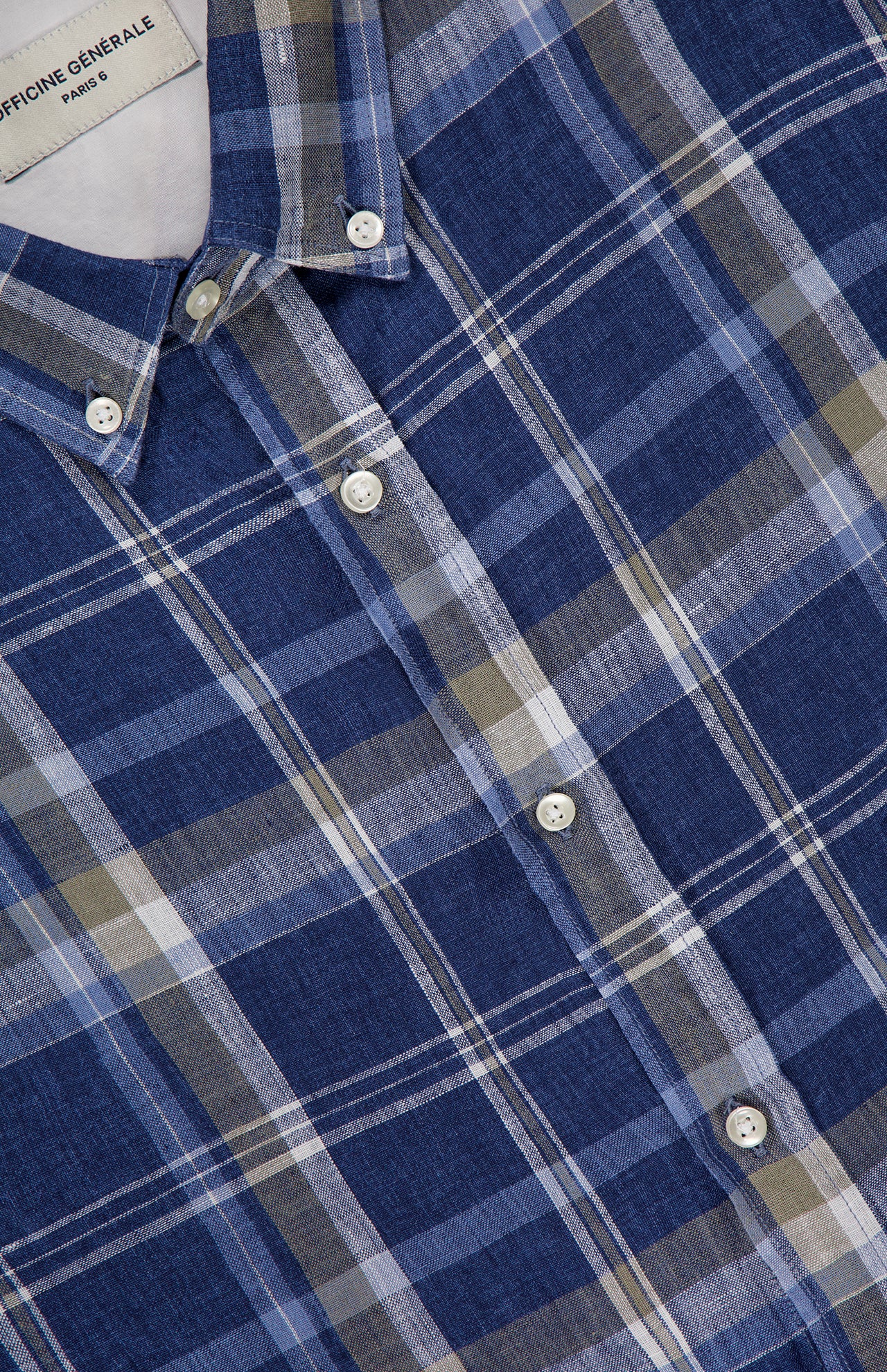 Arsene Light Linen Big Check Shirt (14644968456555)