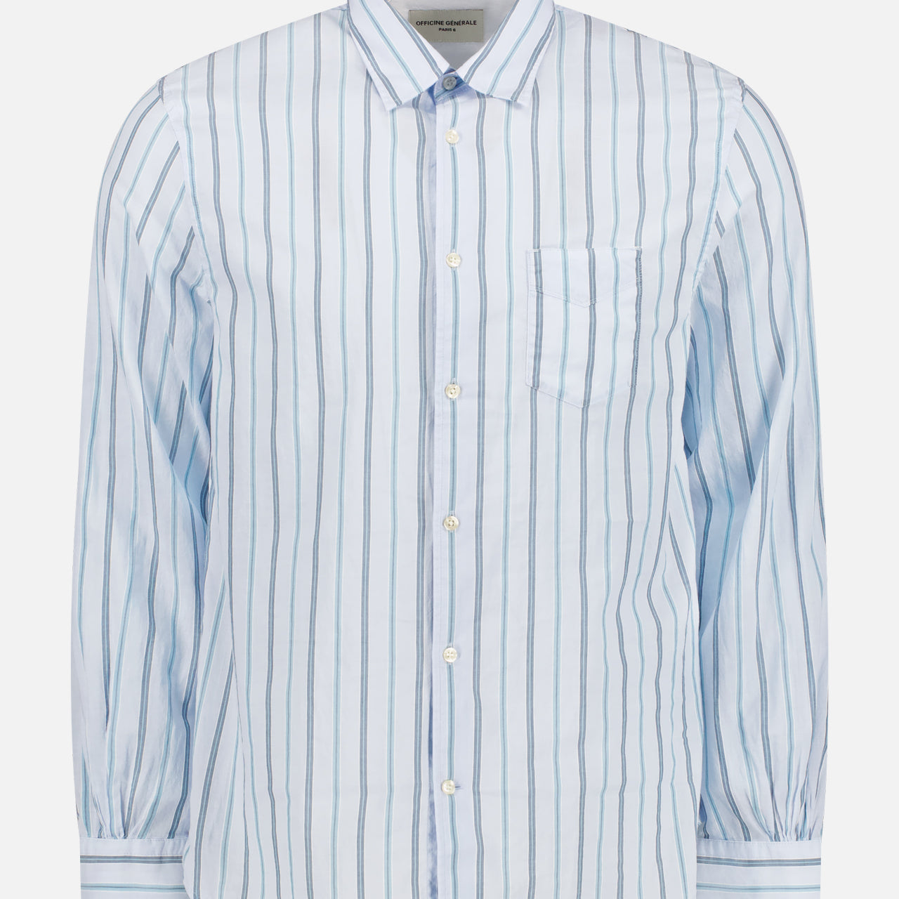 Benoit Stripe Cotton Poplin Shirt (7765322006643)