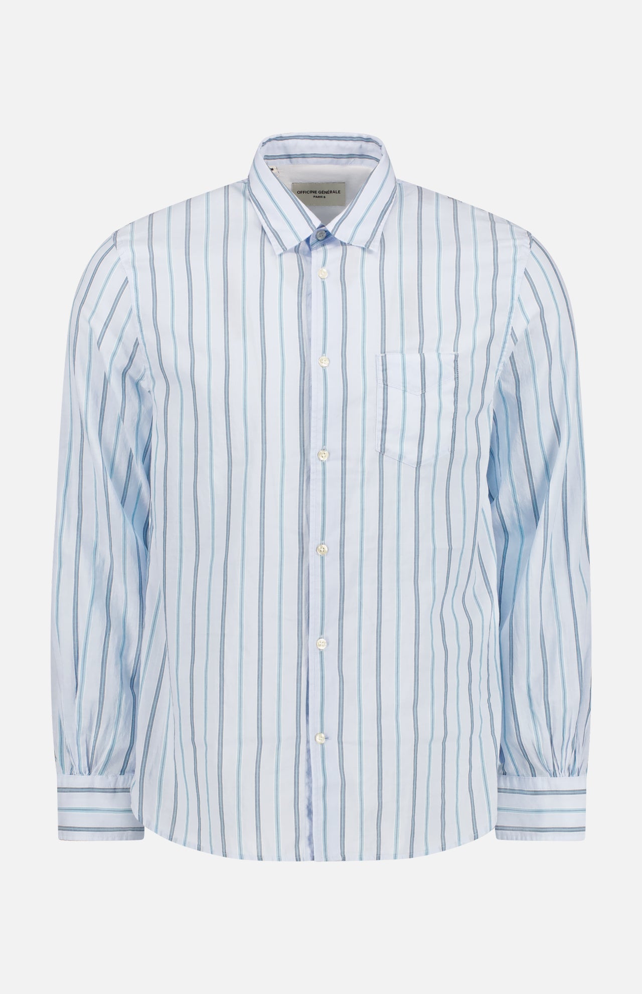 Benoit Stripe Cotton Poplin Shirt (7765322006643)