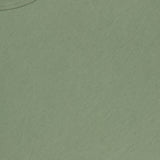 A close-up of the OFFICINE GÉNÉRALE Cotton Crewneck T-shirt in olive green organic cotton, showcasing its visible crew neck and subtle texture.