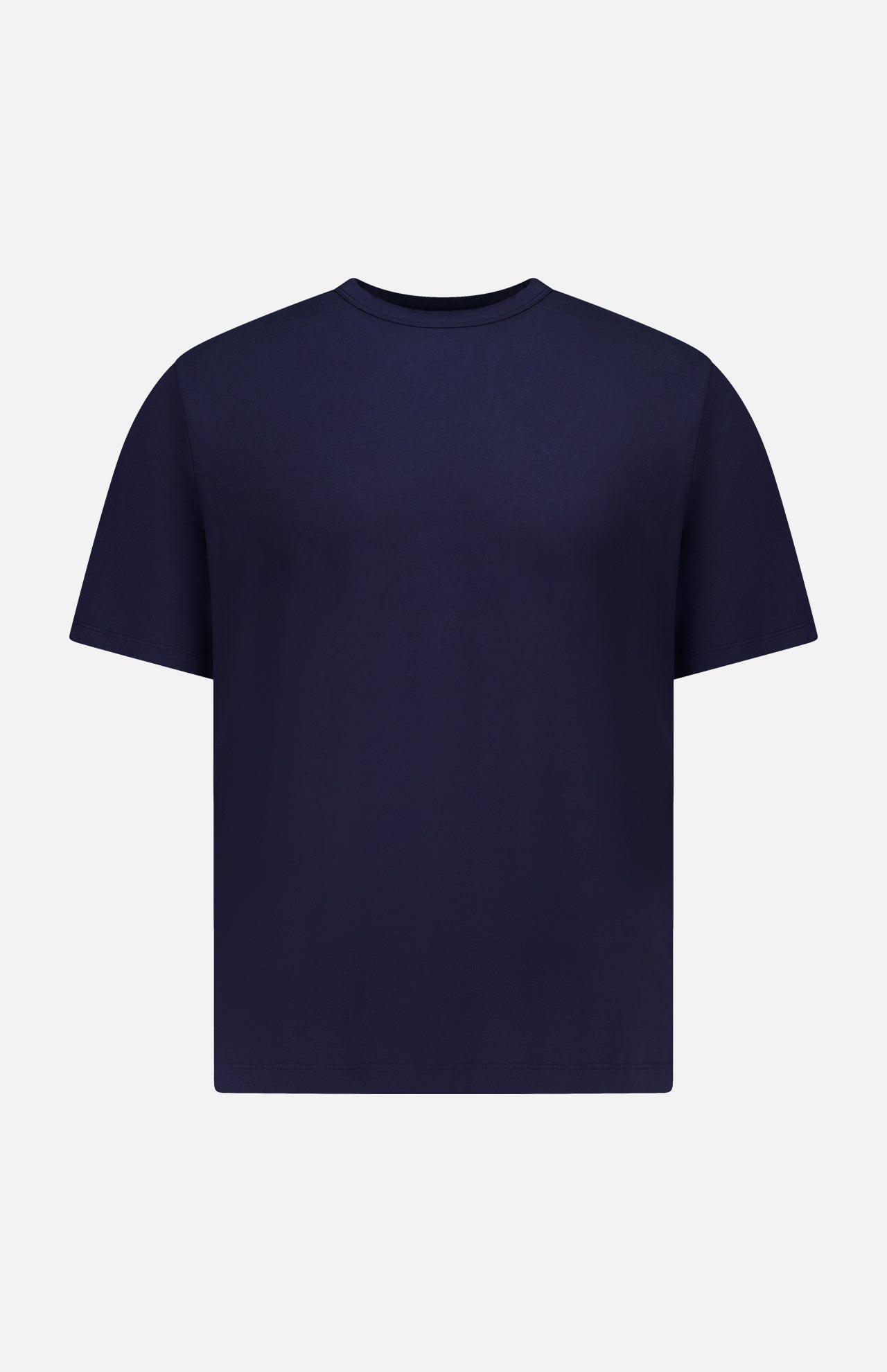 The OFFICINE CREATIVE Cotton Crewneck T-shirt for men is displayed from the back in plain navy blue with short sleeves, set against a white background.