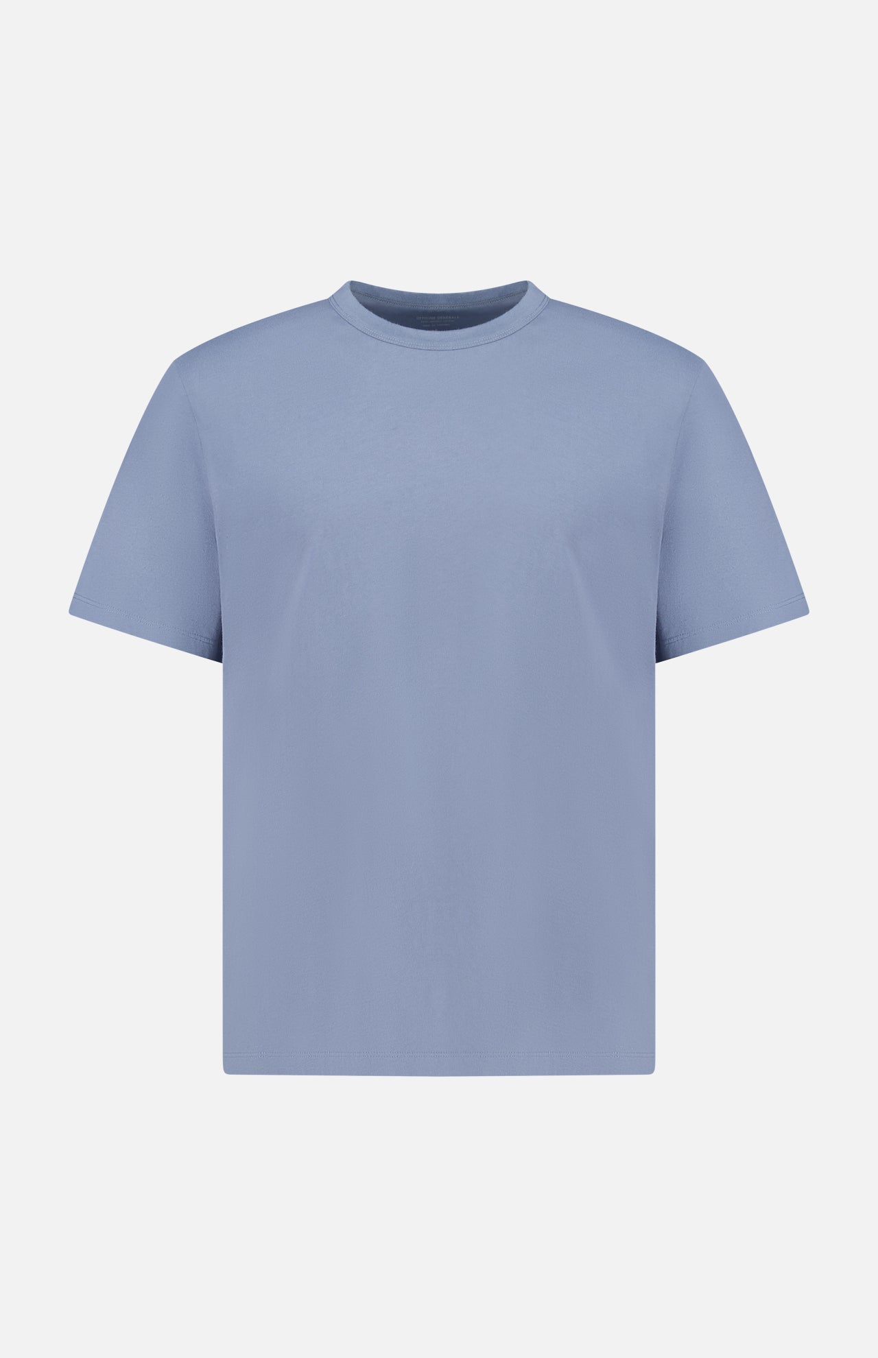 The OFFICINE GÉNÉRALE Cotton Crewneck T-Shirt is a plain, short-sleeved tee in light blue, crafted from soft organic cotton and shown on a white background.