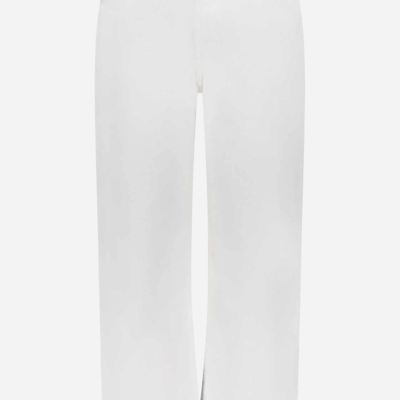 OFFICINE GÉNÉRALE Vintage Original Wash Denim Pants in off-white feature a straight-leg, high-waisted silhouette with a 5-pocket design and button fly, shown on a plain white background.