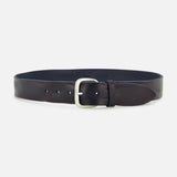 The Bull Soft Core Belt by ORCIANI is a dark brown genuine leather belt with a silver buckle, made in Italy. It features several holes for adjustment and a smooth, polished finish, shown flat on a light background.