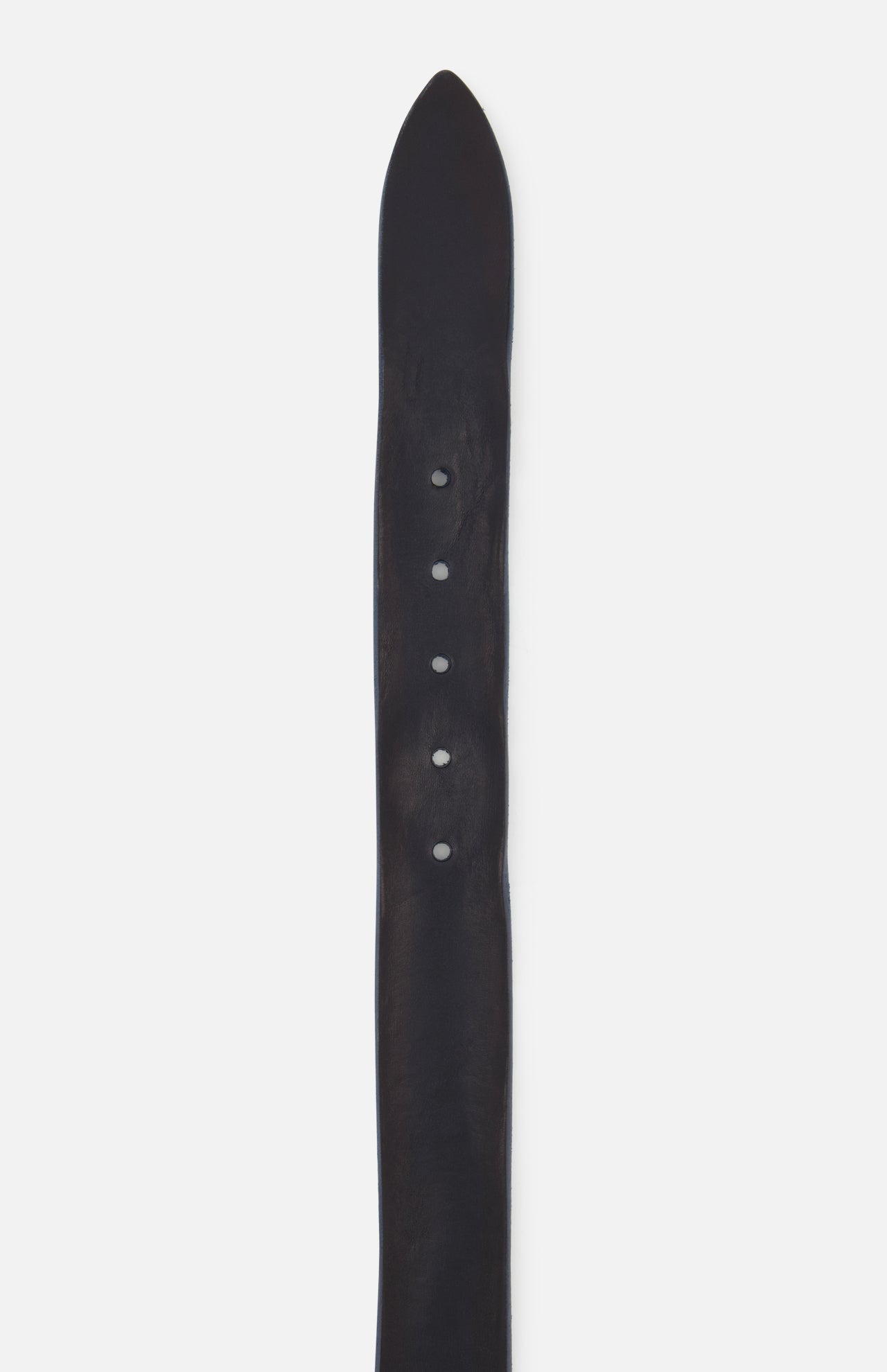 A close-up of the ORCIANI Bull Soft Core Belt, featuring genuine leather, a silver buckle, and five holes, displayed vertically on a plain white background.