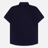 The Bruno 3 Button Pique Polo Shirt by ORLEBAR BROWN is a classic fit, plain dark navy blue polo shown from the back, with a simple collar and no visible logos or designs.