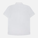The ORLEBAR BROWN Bruno 3 Button Pique Polo Shirt is a classic fit, soft cotton white polo, shown from the back against a white background.