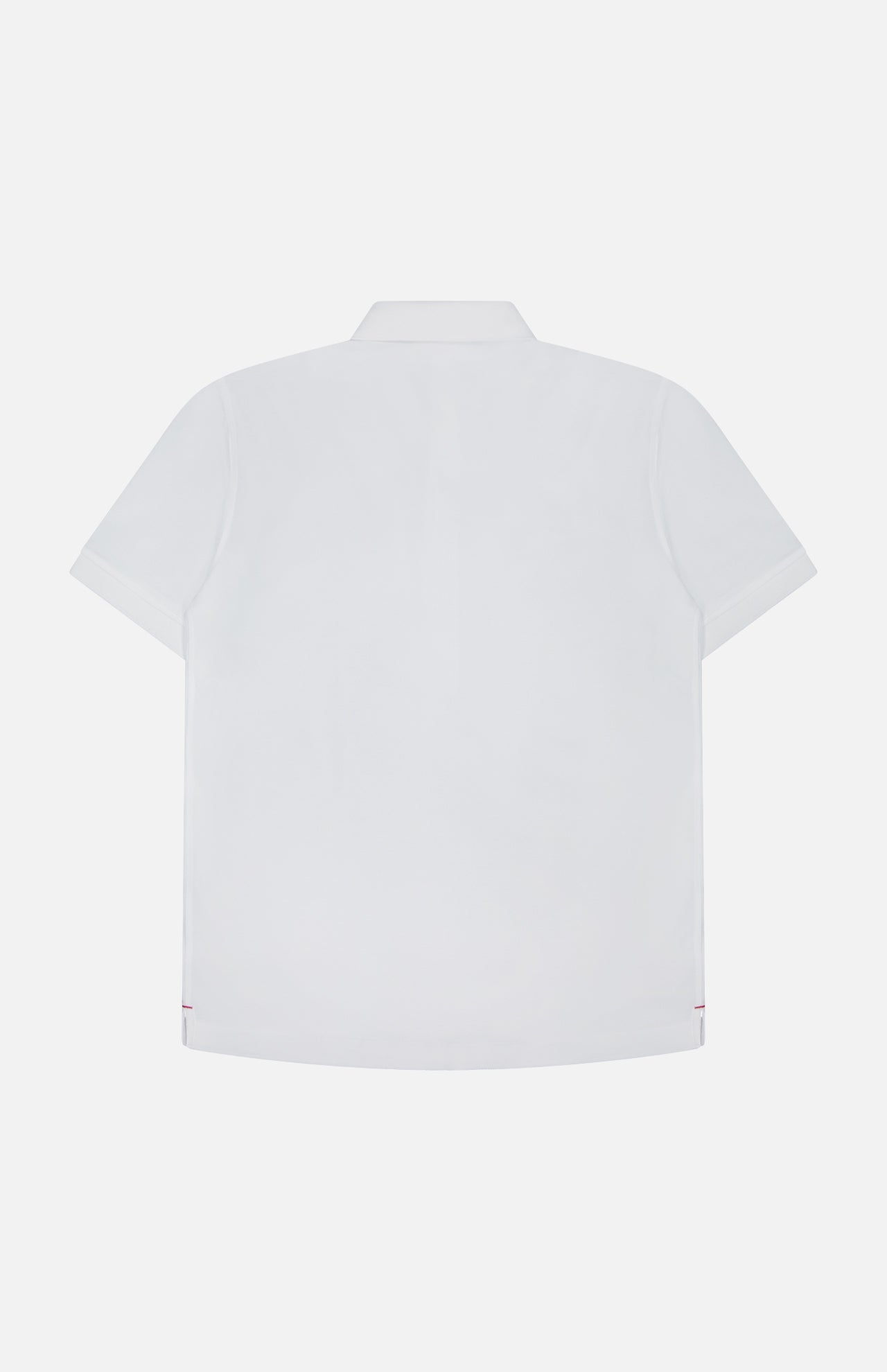 The ORLEBAR BROWN Bruno 3 Button Pique Polo Shirt is a classic fit, soft cotton white polo, shown from the back against a white background.