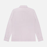 The ORLEBAR BROWN Garfield Long Sleeve Polo Shirt in light pink is shown flat from the back on a plain white background. Made in Portugal.