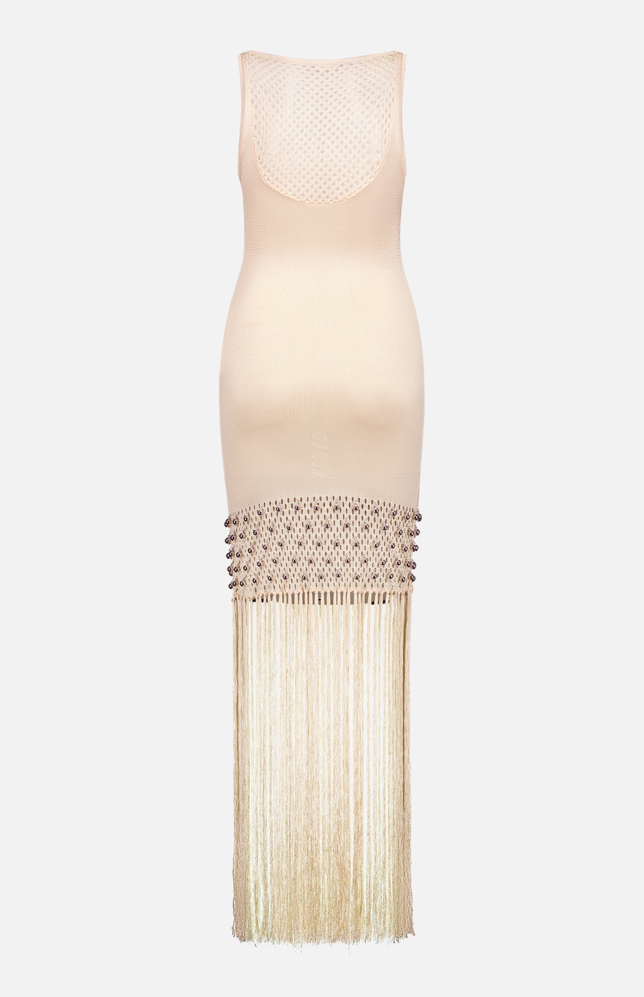 Long Fringed Knit Dress (7430687654003)