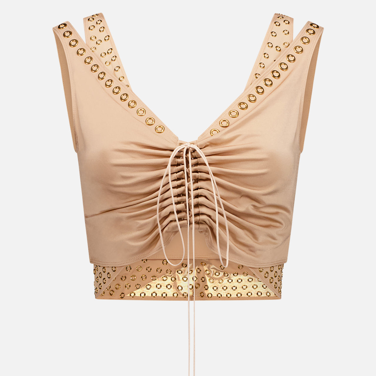 Ruched Layered Cropped Tank Top (7432752365683)