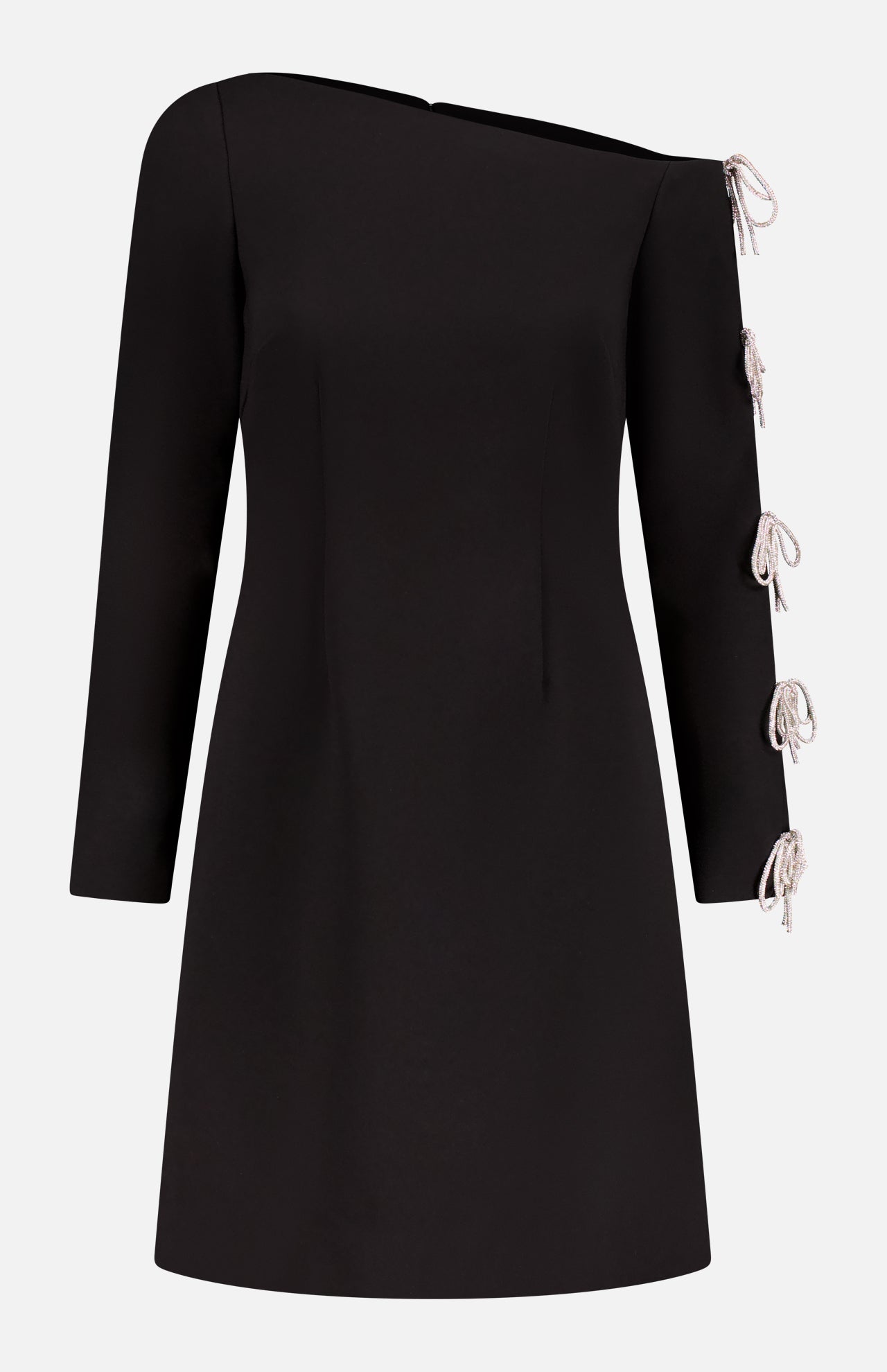 Crepe Mini Dress with Crystal Bows (14666885071211)