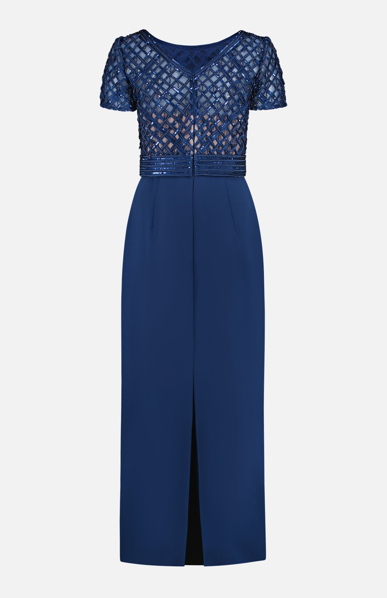Crepe Gown with Embroidered Satin Ribbon (7416270553203)