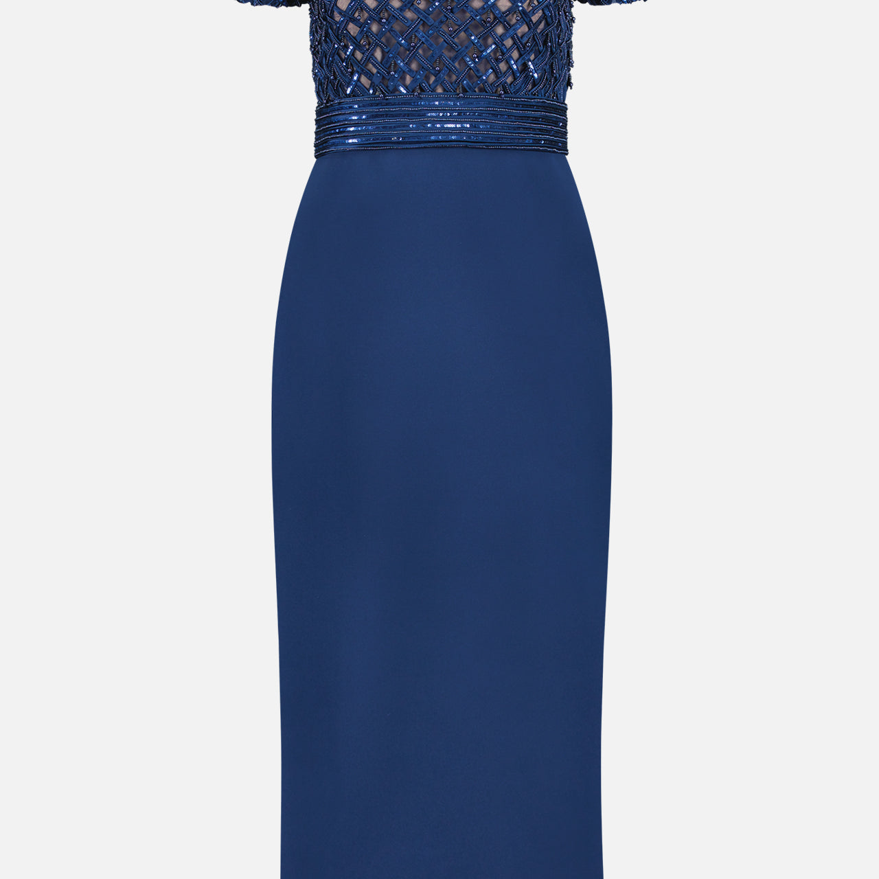 Crepe Gown with Embroidered Satin Ribbon (7416270553203)