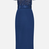 Crepe Gown with Embroidered Satin Ribbon (7416270553203)
