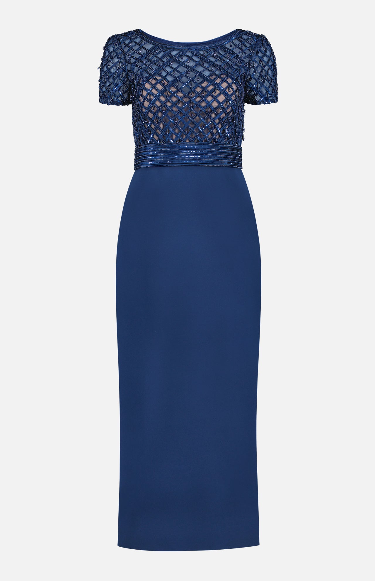 Crepe Gown with Embroidered Satin Ribbon (7416270553203)