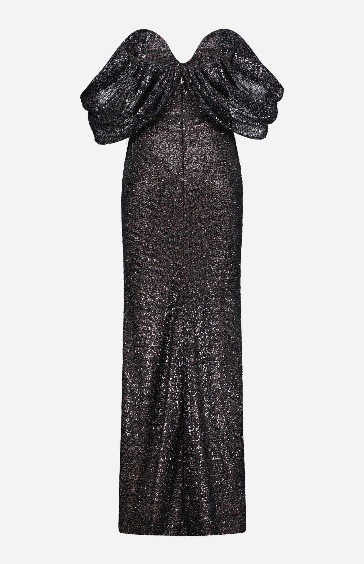 Sequin Embroidered Mesh Off The Shoulder Gown (7324170649715)