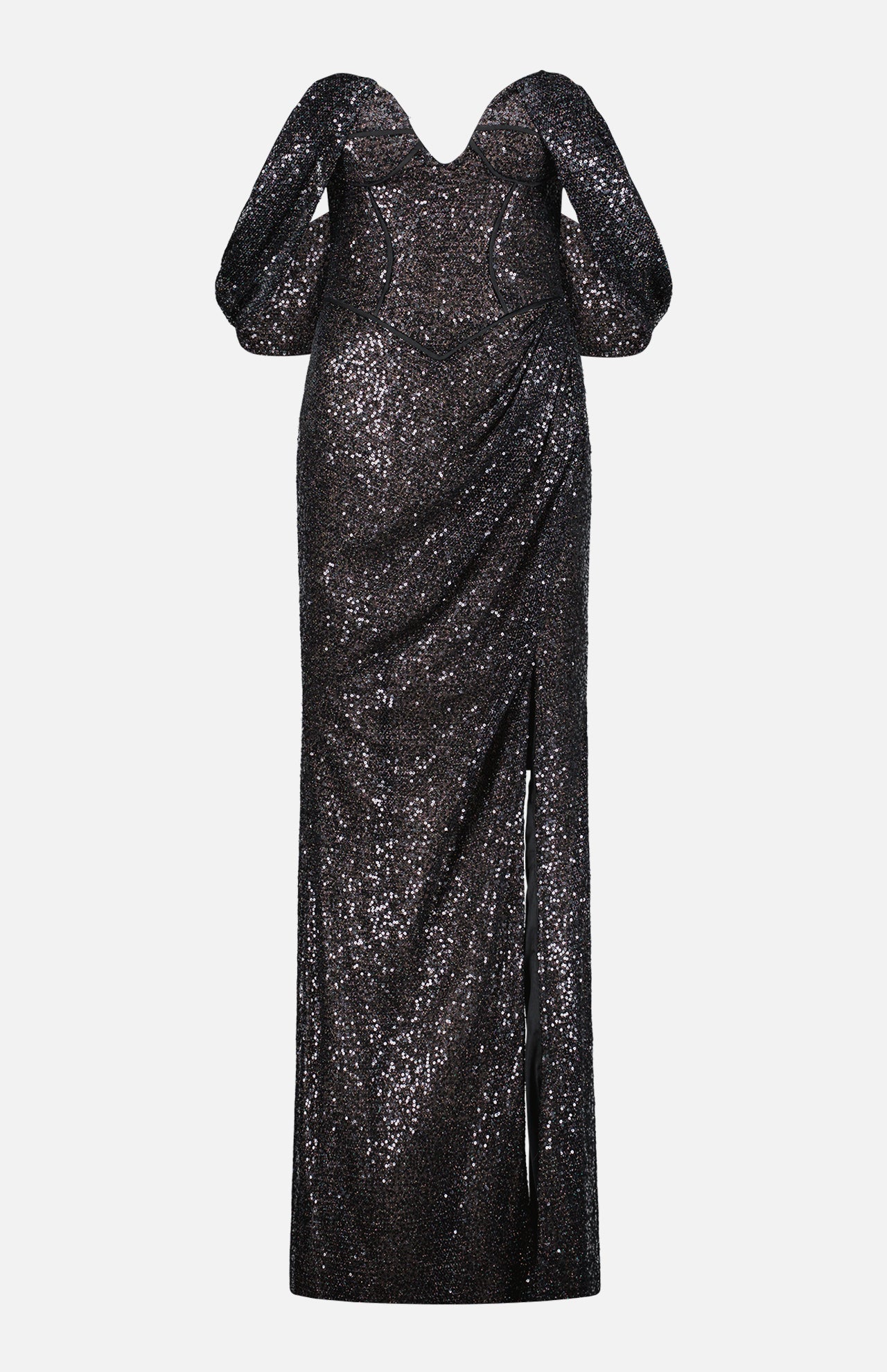 Sequin Embroidered Mesh Off The Shoulder Gown (7324170649715)
