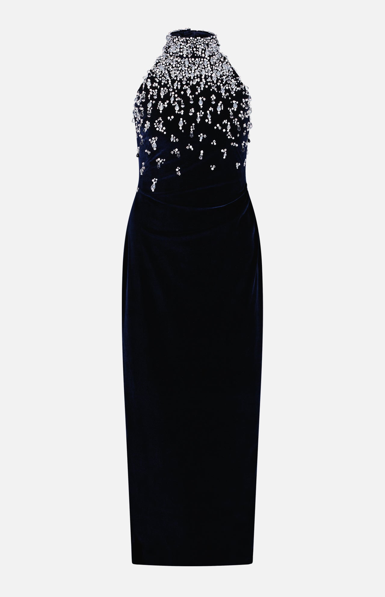 Velvet Halter Gown with Beaded Bodice (7538825756787)