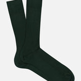 Pair of dark green Pantherella Danvers socks with a ribbed finish.