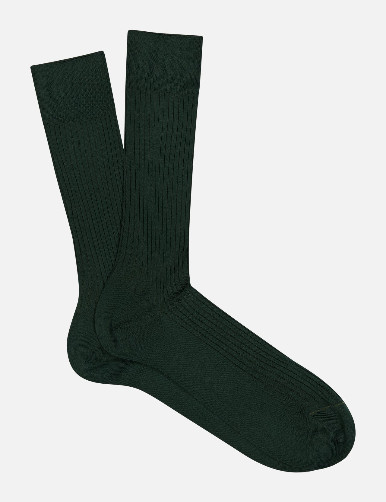 Pair of dark green Pantherella Danvers socks with a ribbed finish.