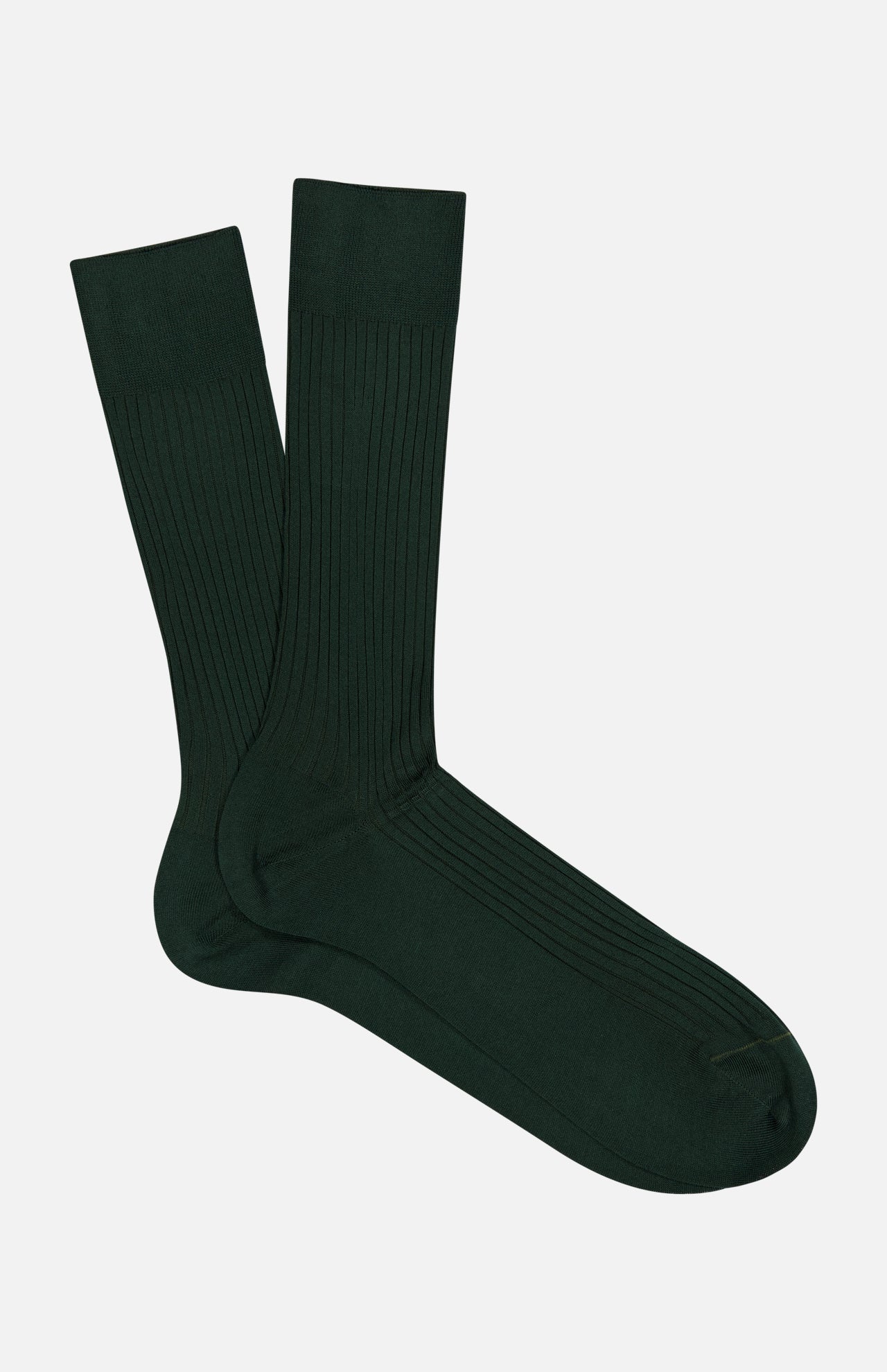Pair of dark green Pantherella Danvers socks with a ribbed finish.