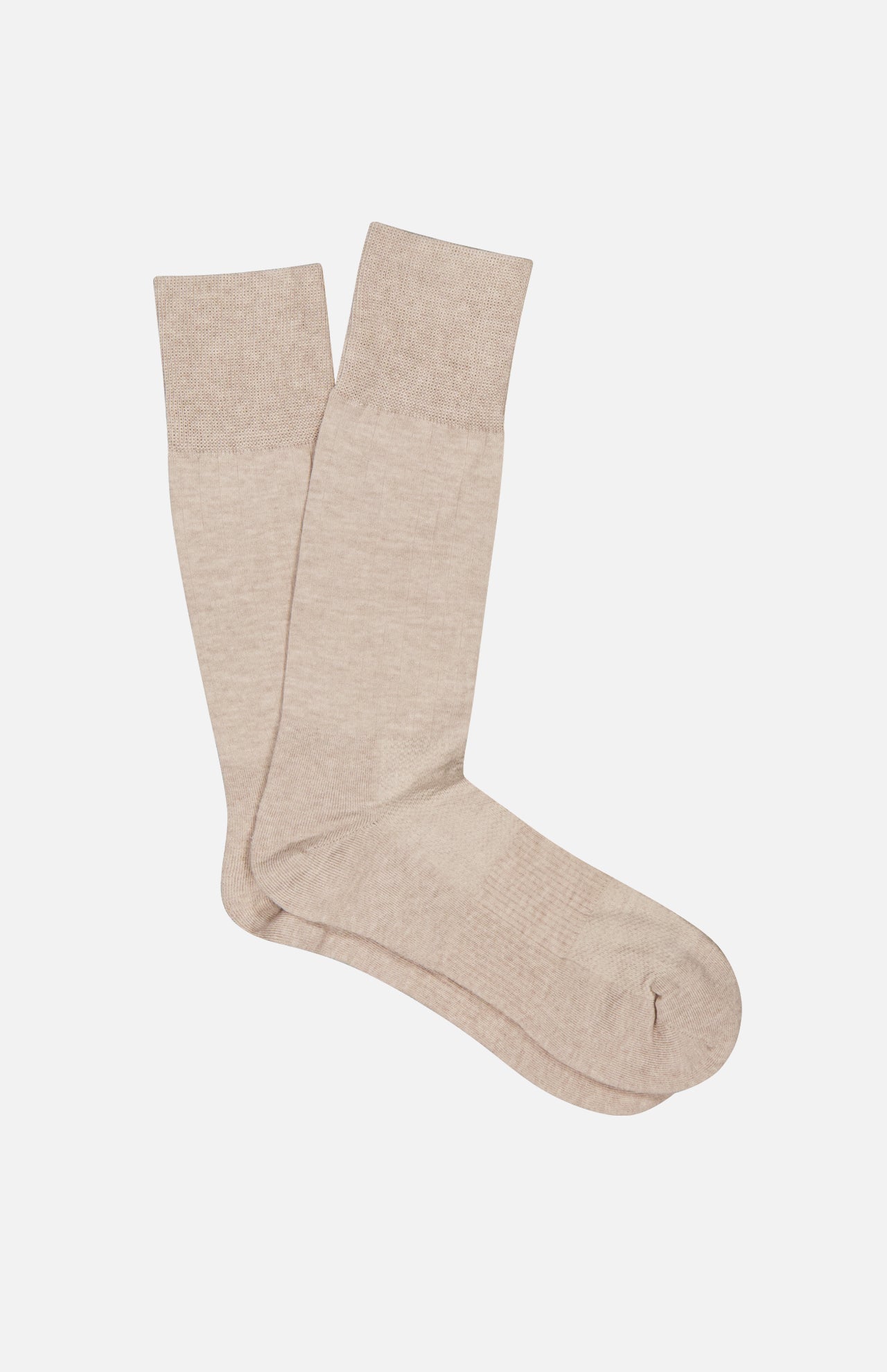 A pair of PANTHERELLA Finchley Ribbed Socks in light beige, crew-length, is laid flat on a white background.