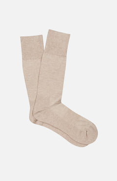 A pair of PANTHERELLA Finchley Ribbed Socks in light beige, crew-length, is laid flat on a white background.