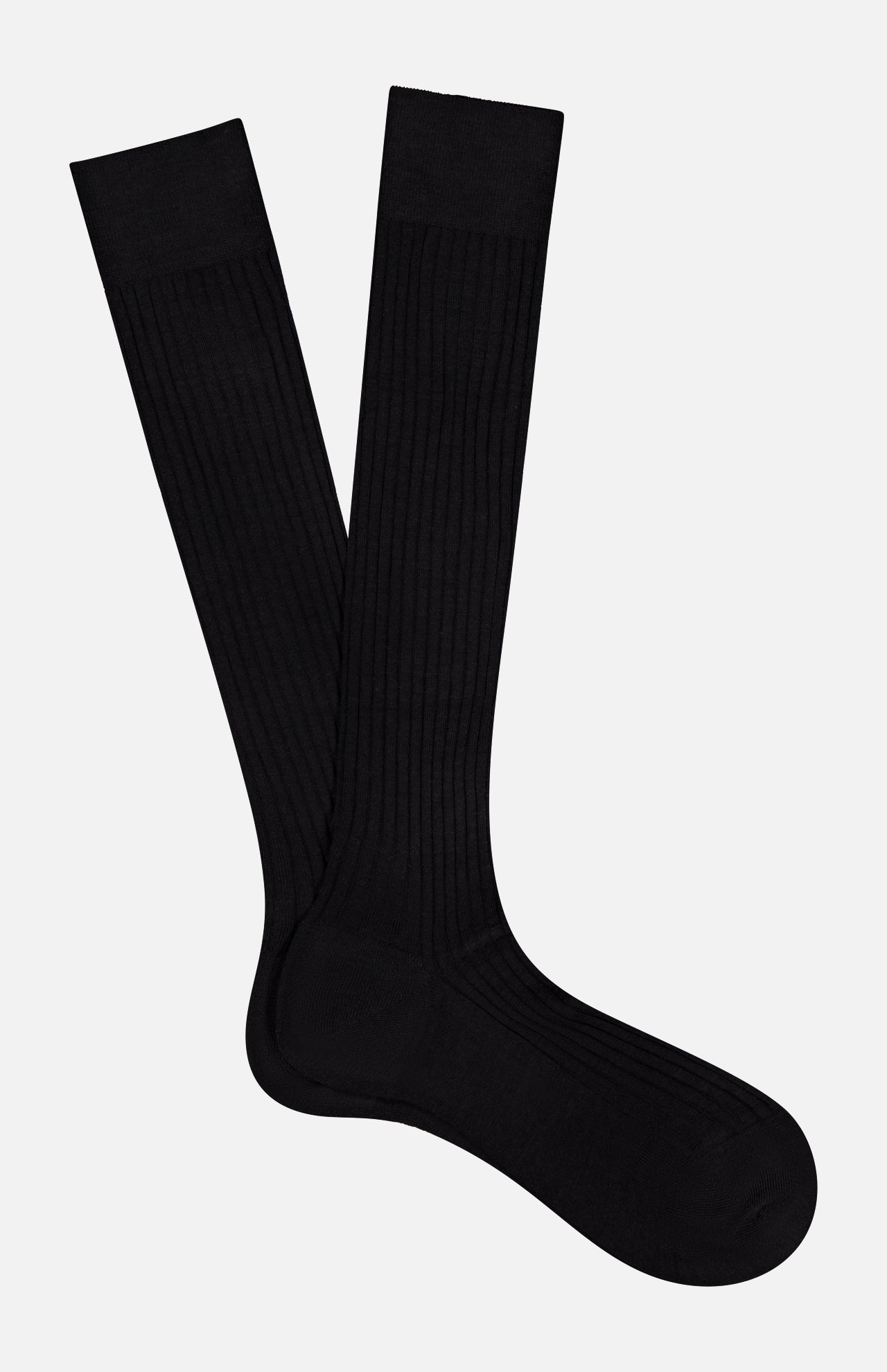 The PANTHERELLA Laburnum Long 5x3 Rib Sock in black is shown laid flat on a plain white background.