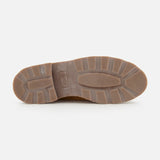 The image displays the brown rubber sole of the Paraboot Michael Derby Lace Loafer, showing multiple tread patterns for grip and traction against a plain white background.