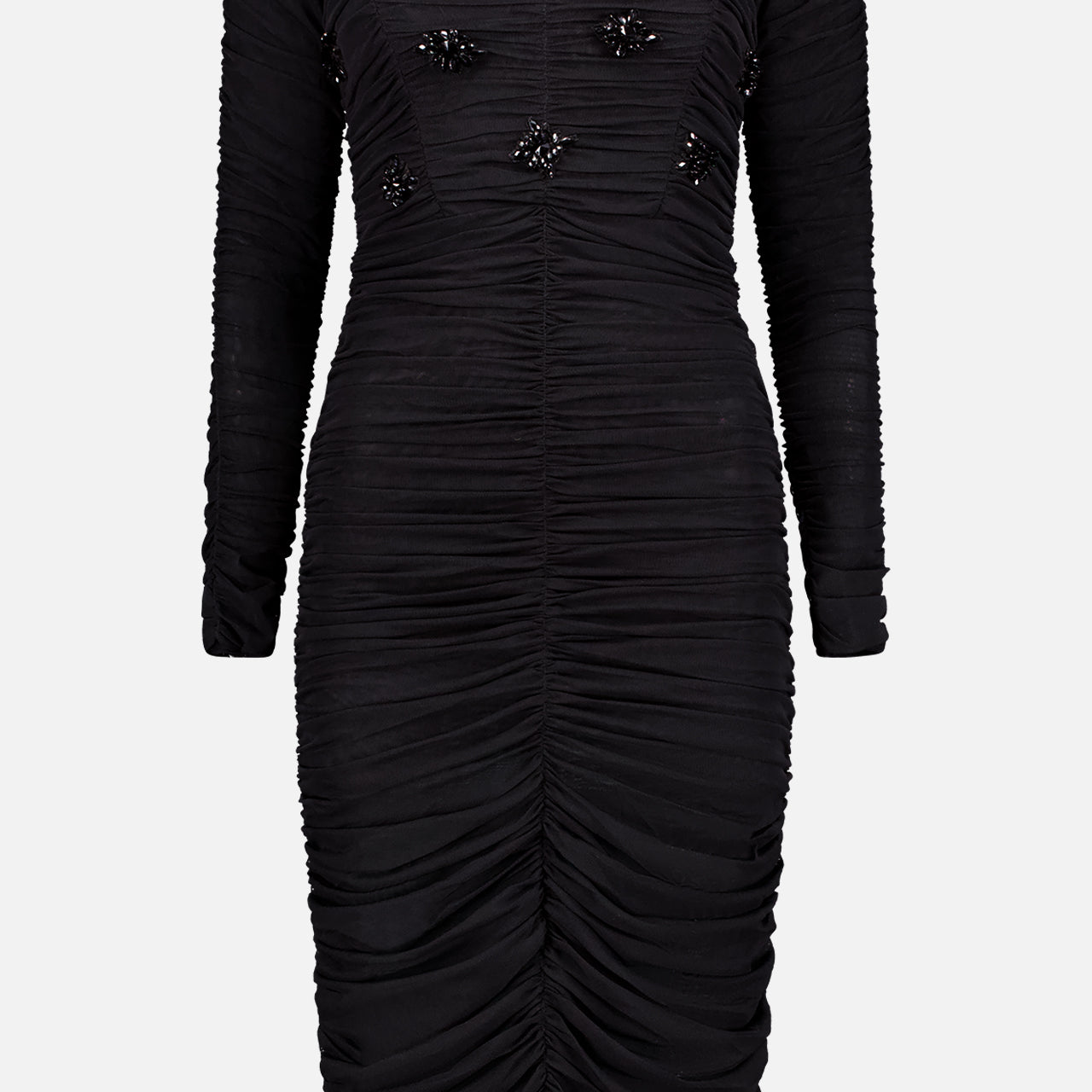 Hand-Beaded Stretch Tulle Midi Dress (7725243367539)