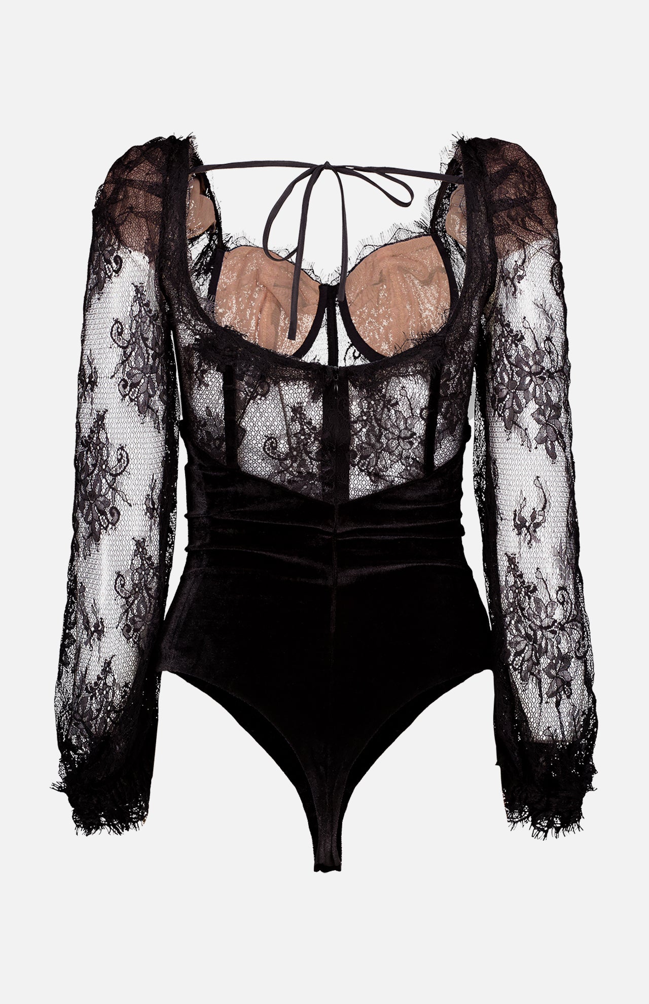Lace and Velvet Bodysuit (7725243170931)