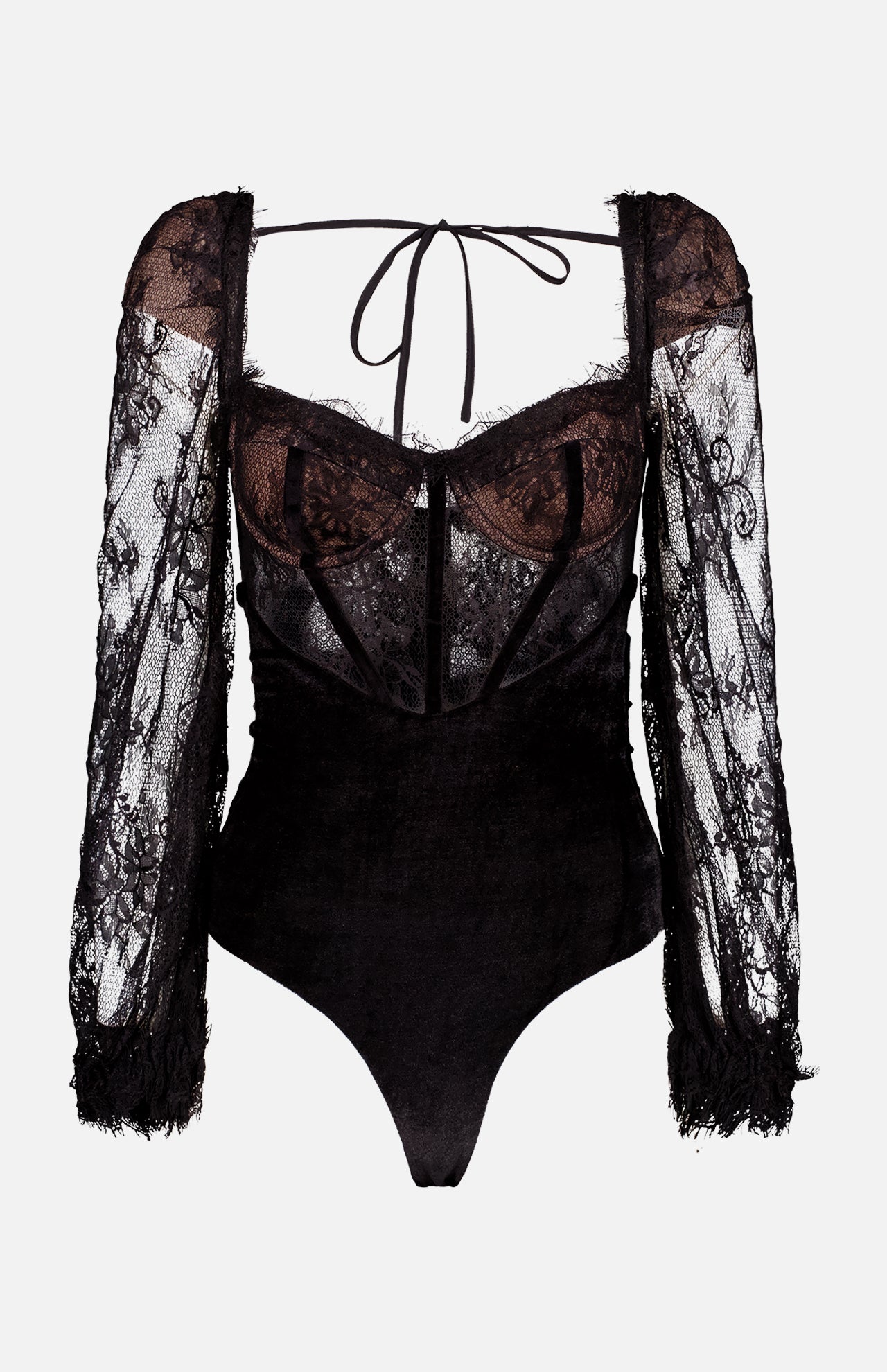 Lace and Velvet Bodysuit (7725243170931)