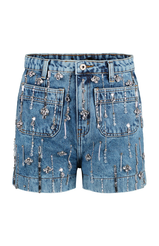 Patbo Rhinestone Beaded Shorts Denim / 4