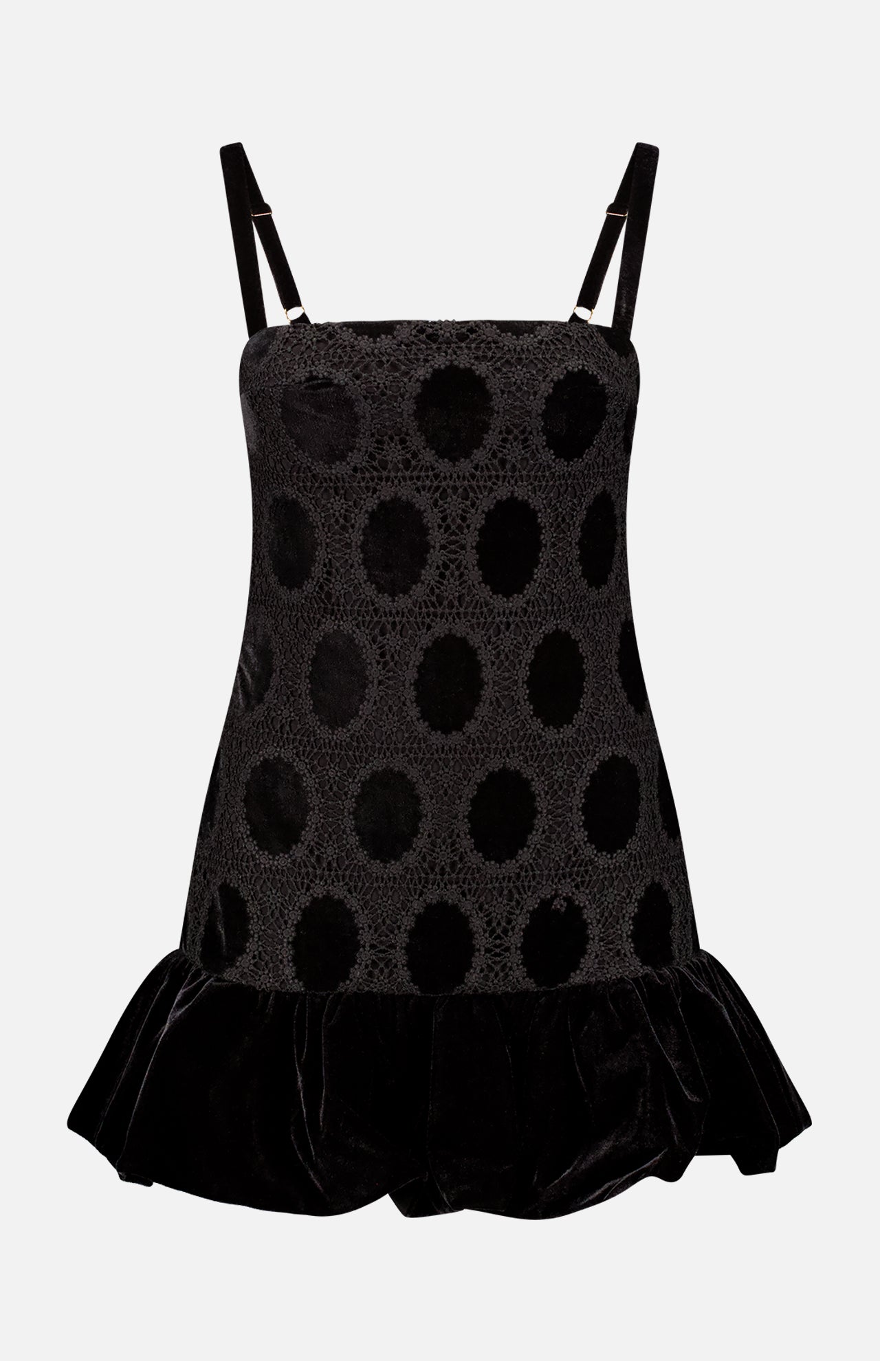 Velvet Lace Sleeveless Mini Dress (7725243302003)