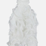 Off-white sleeveless high-neck Bianca Lace Top featuring layers of ruffled lace trim.
