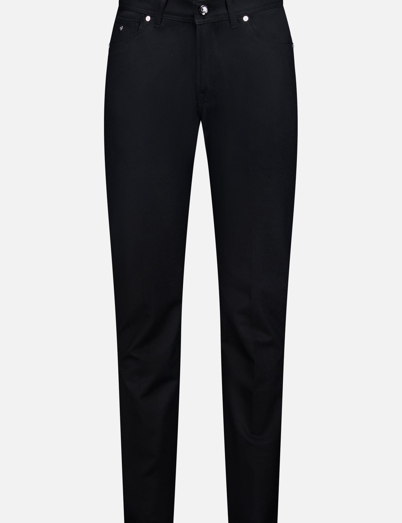 A pair of Nerano M Cashmere Pants by PESCAROLO, displayed on a white background and shown from the front, featuring visible pockets, belt loops, a button fly, and a classic 5-pocket design.