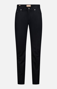 A pair of Nerano M Cashmere Pants by PESCAROLO, displayed on a white background and shown from the front, featuring visible pockets, belt loops, a button fly, and a classic 5-pocket design.