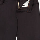 Close-up of the Nerano M Cashmere Pants by PESCAROLO in dark brown, with the fly open to reveal the inner waistband, zipper, and button details. The PESCAROLO brand label is visible inside the waistband, and the classic 5-pocket design combines style and functionality in these luxurious pants made in Italy.