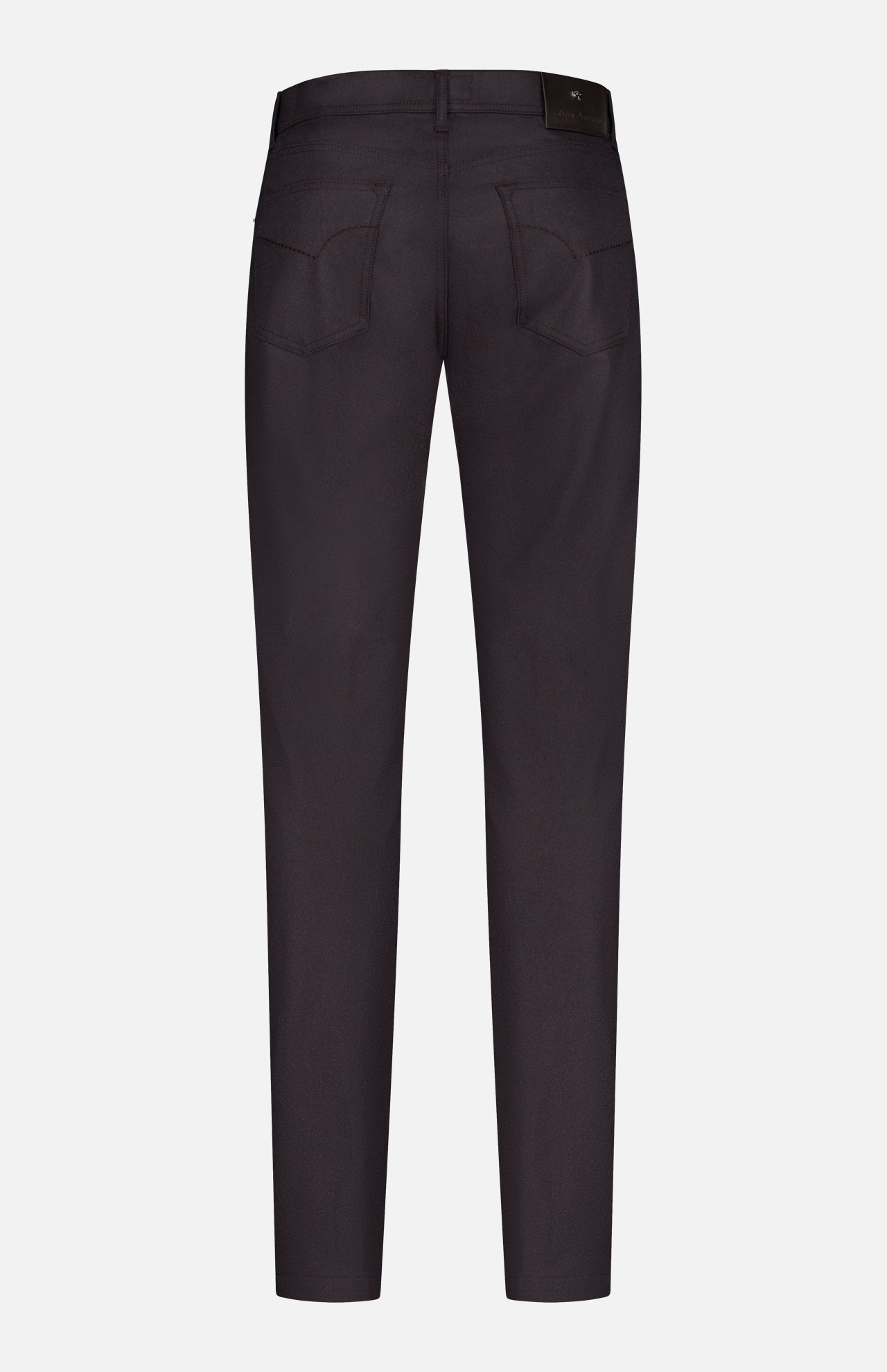 A pair of Nerano M Cashmere Pants by PESCAROLO, shown from the back, featuring a classic 5-pocket design with two back pockets, belt loops, and a dark waistband tag, displayed against a plain white background.