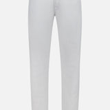The PESCAROLO Nerano M Cotton Silk 5 Pockets Pant features a light gray slim fit, classic 5-pocket design, belt loops, and button-zipper closure, shown against a plain white background.