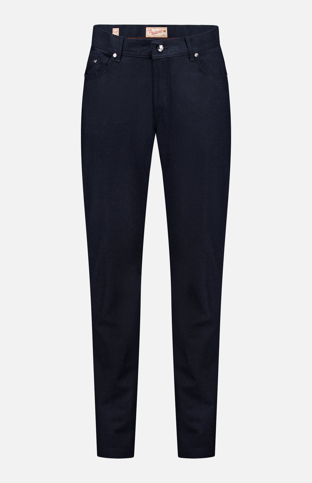 Nerano M Plaid Pants by PESCAROLO with a straight-leg cut, featuring a classic 5-pocket design, button closure, and belt loops, displayed against a plain white background.