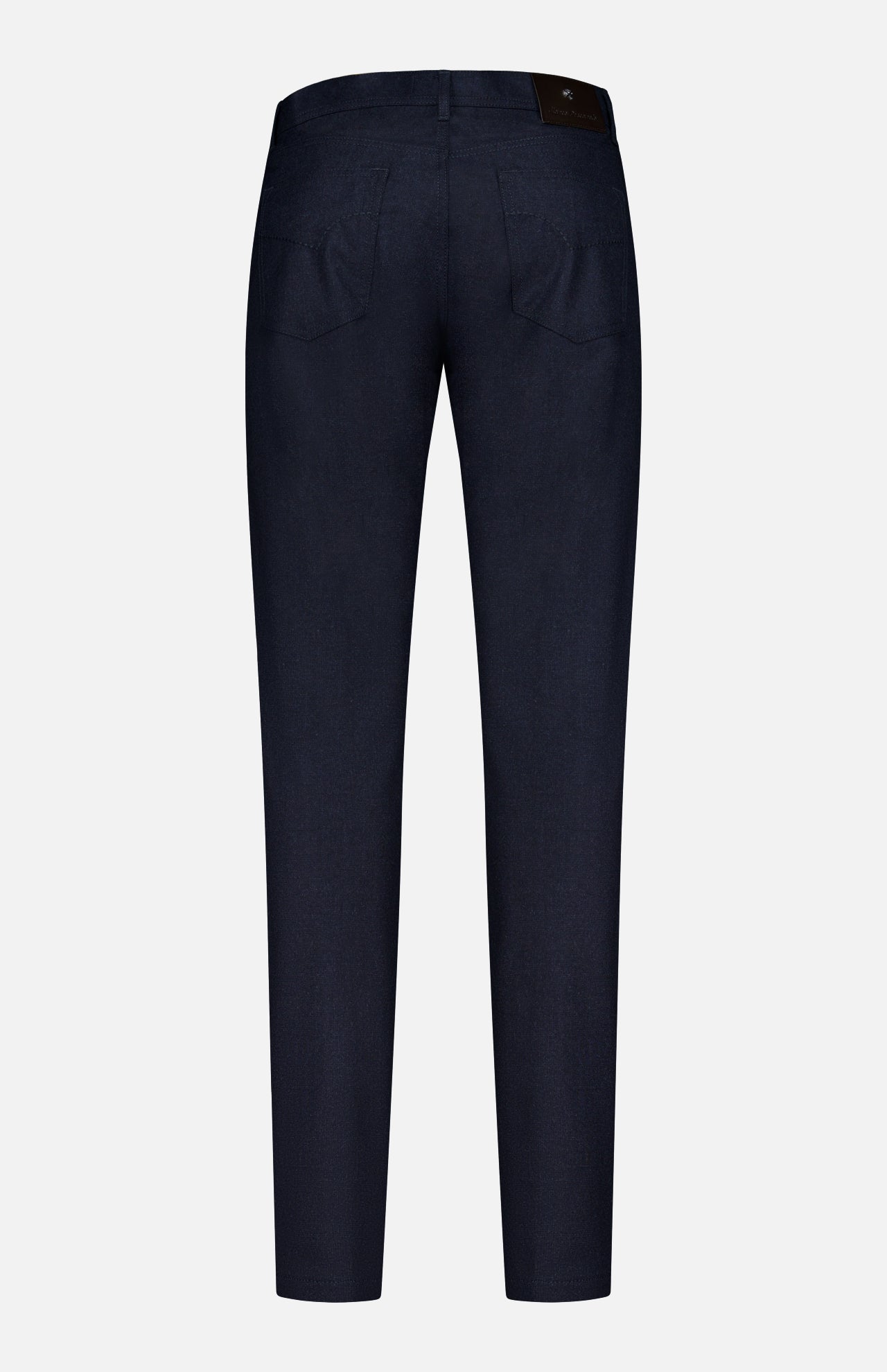 The Nerano M Plaid Pants by PESCAROLO are shown from the back, featuring a classic 5-pocket design with two back pockets, a straight leg cut, and a black rectangular label on the waistband. The pants are displayed against a plain white background.