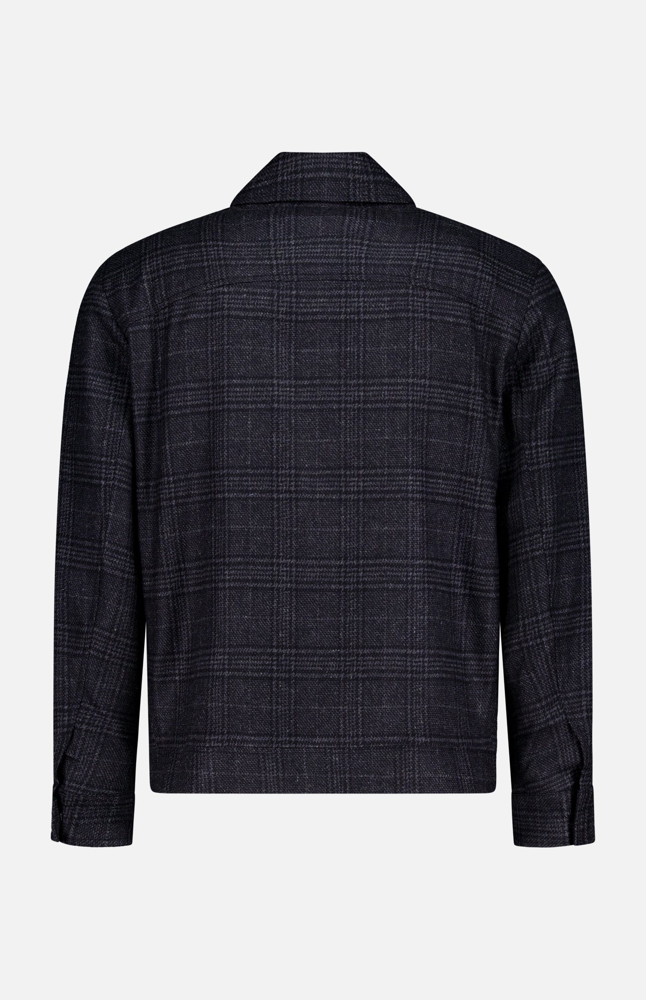 Back view of a charcoal grey PESCAROLO Quarantuno Zipped Up Jacket, featuring a full-length front zipper and a collar.